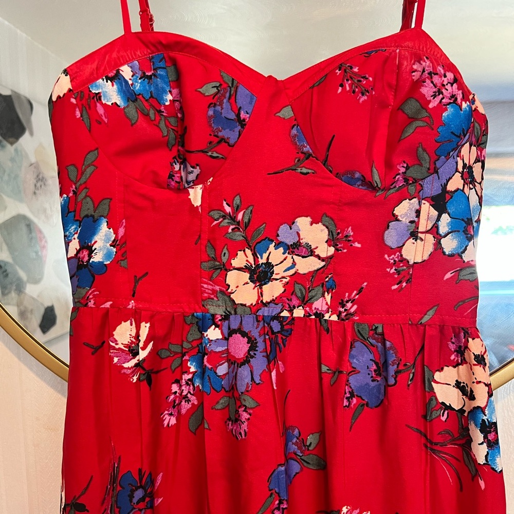 Red floral maxi length Band of Gypsys dress